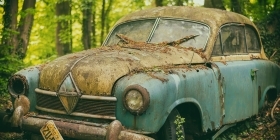 Реклама на старых заброшенных автомобилях